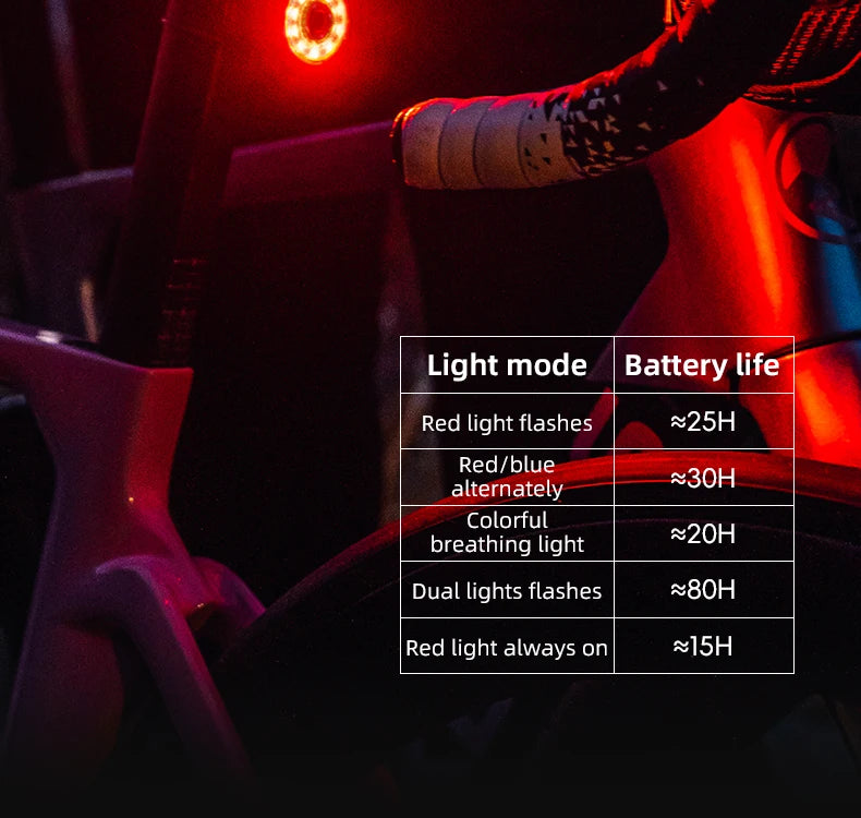 ROCKBROS Smart Brake Sensing Rear Bike Light — Aluminium Waterproof Type-C