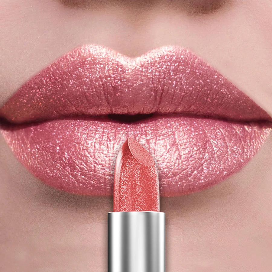 21-Colour Bold Glitter Metallic Lipstick – Long-Lasting Pearlescent Matte Lip Tint