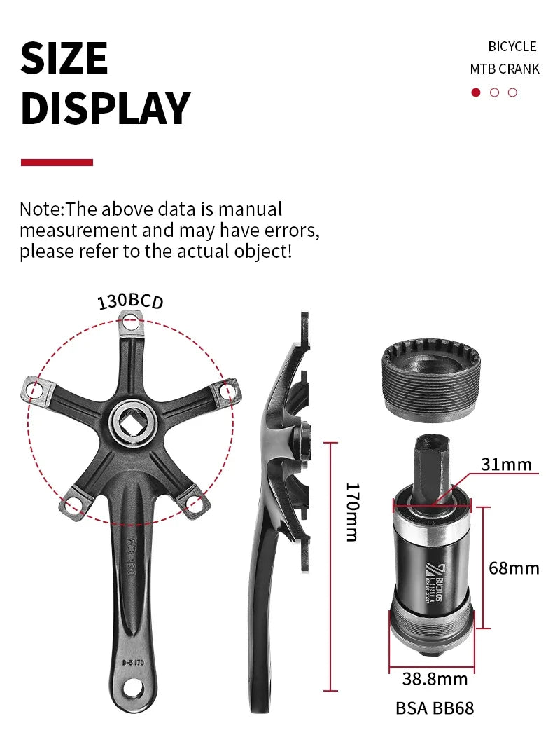 Bucklos 130BCD Folding Bicycle Crankset 170mm – 45T/47T/53T/56T/58T for BMX & Road Bike