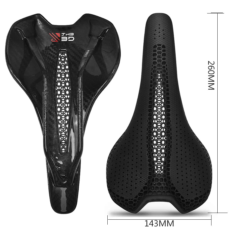 Bucklos 3D Carbon Ultralight Bike Saddle – 143mm Full Carbon Road & MTB Seat