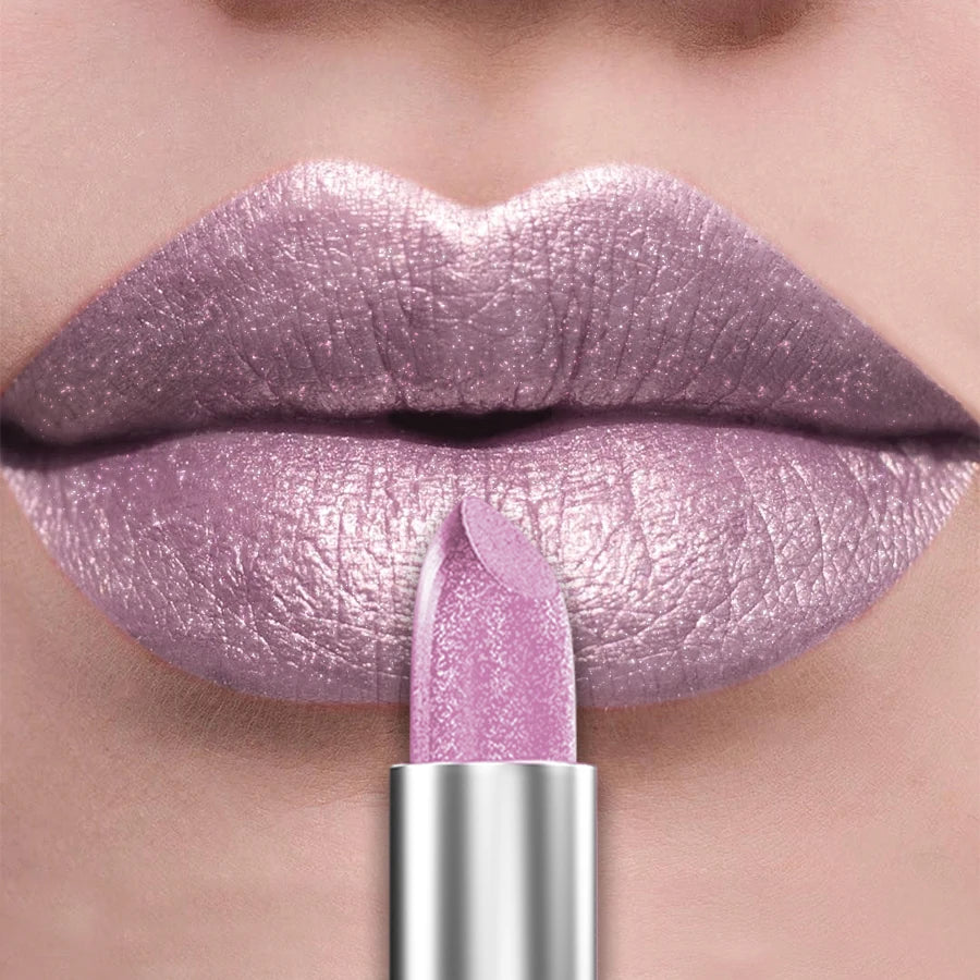 21-Colour Bold Glitter Metallic Lipstick – Long-Lasting Pearlescent Matte Lip Tint