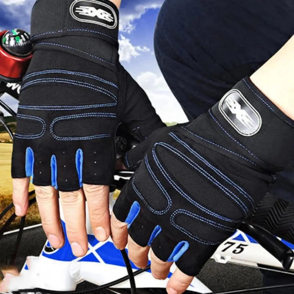 Gym Gloves with Wristband – Weight Lifting Fitness Training Shockproof for Men & Women