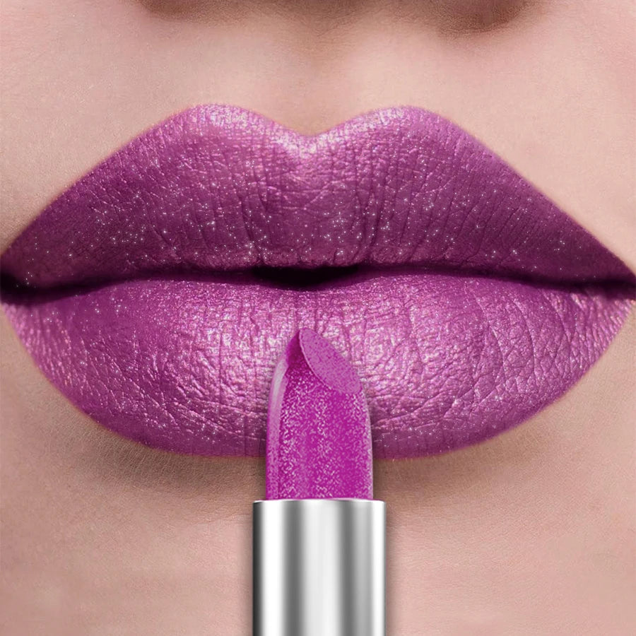 21-Colour Bold Glitter Metallic Lipstick – Long-Lasting Pearlescent Matte Lip Tint