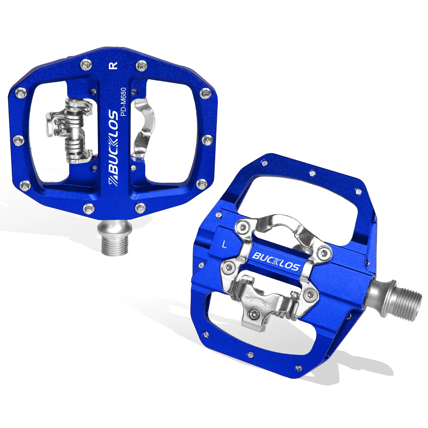 Bucklos MTB SPD Dual-Function Pedals – Clipless & Flat Platform, Non-Slip