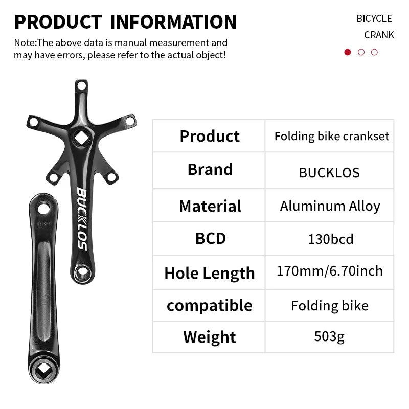 Bucklos 130BCD Folding Bicycle Crankset 170mm – 45T/47T/53T/56T/58T for BMX & Road Bike