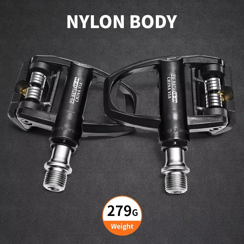 Bucklos Clipless Road Bike Pedals – Look KEO Compatible Carbon Nylon Titanium Spindle