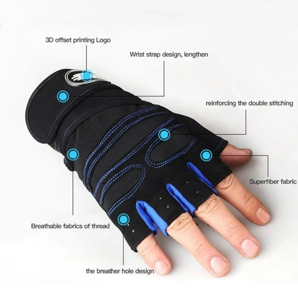 Gym Gloves with Wristband – Weight Lifting Fitness Training Shockproof for Men & Women
