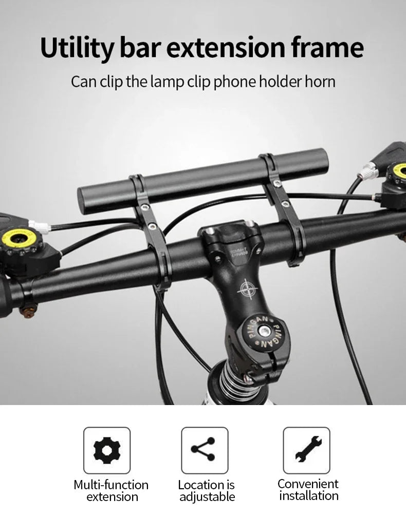 Aluminium Alloy Bicycle Handlebar Extender — 20cm Front Light Bracket