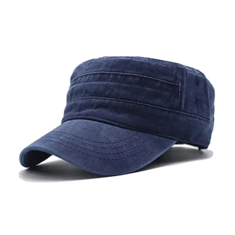 Blue flat cap on a white background