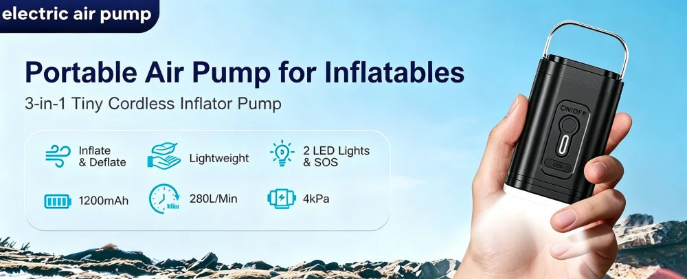 Mini Portable Wireless Air Pump — 1200mAh USB Rechargeable Inflator