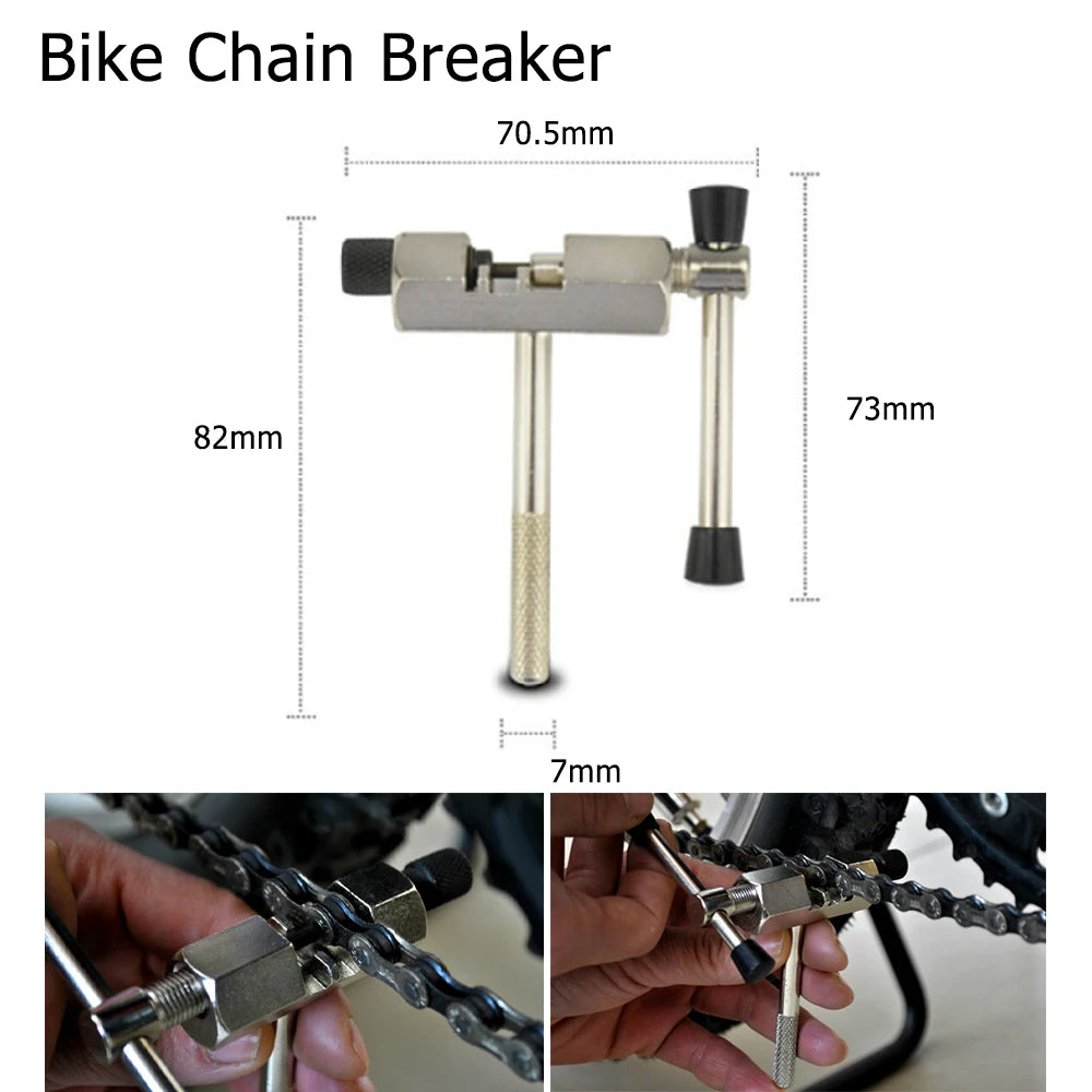 Bicycle Repair Tool Kit — Flywheel Remover, Chain Breaker & Crank Puller Set