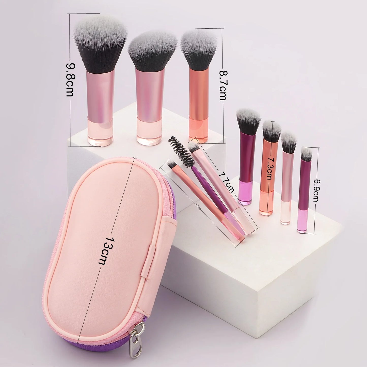 10-Piece Mini Makeup Brush Set with Travel Bag