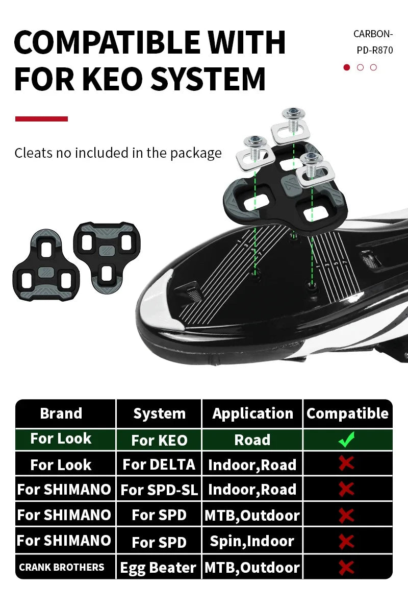 Bucklos Clipless Road Bike Pedals – Look KEO Compatible Carbon Nylon Titanium Spindle