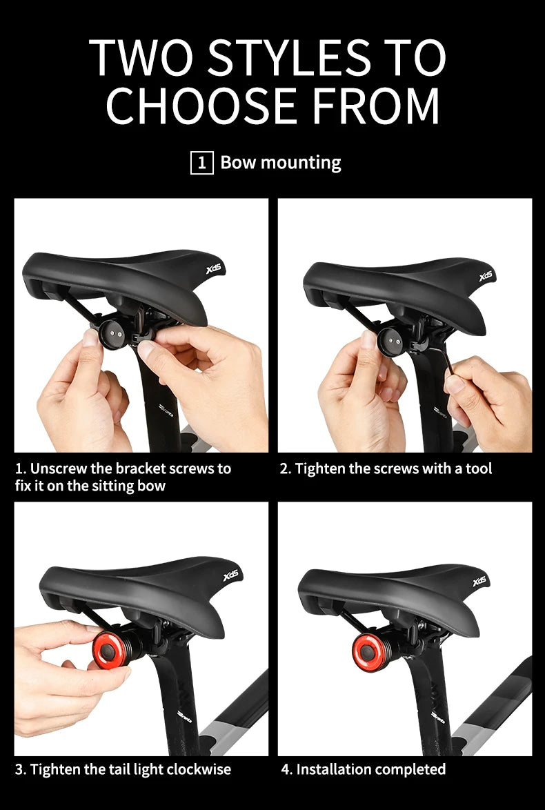 Smart Auto Brake Sensing Bike Tail Light — USB Rechargeable Waterproof LED