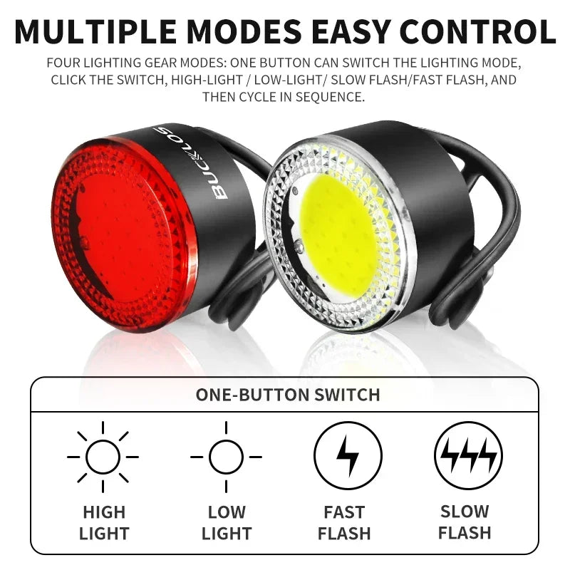 BUCKLOS 500lm USB Bike Light Set with Taillight
