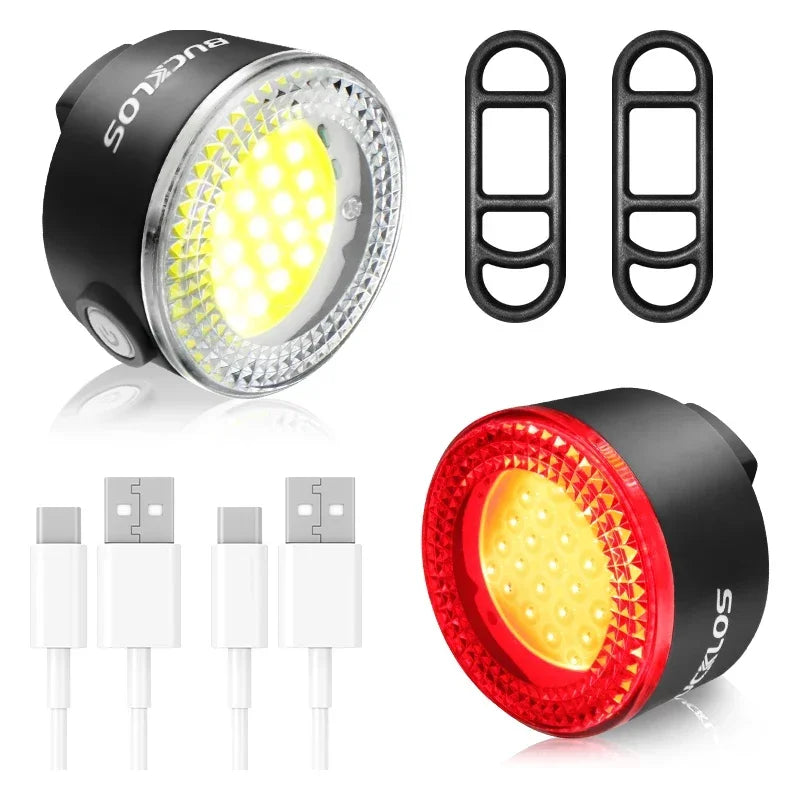 BUCKLOS 500lm USB Bike Light Set with Taillight