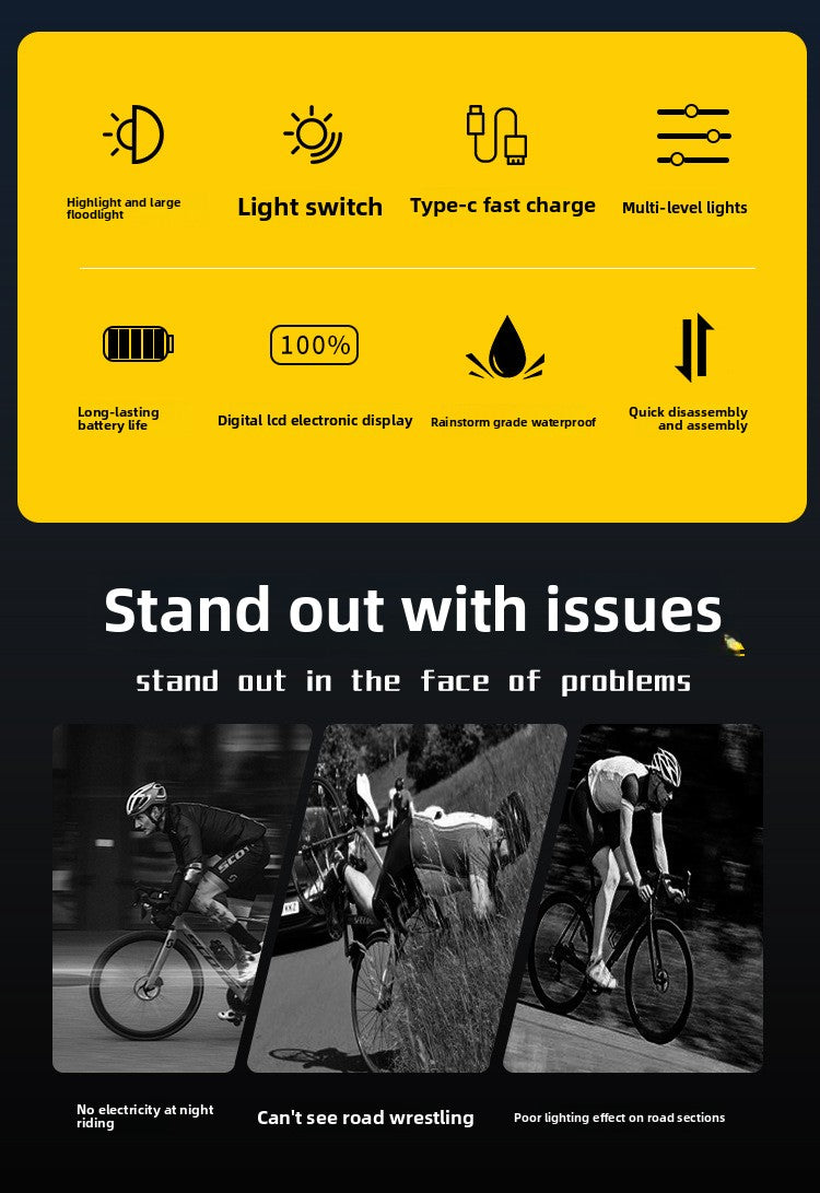 USB-C Rechargeable Bike Light with Digital Display