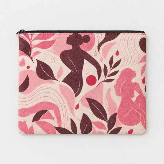 Floral zip pouch flat lay rotated