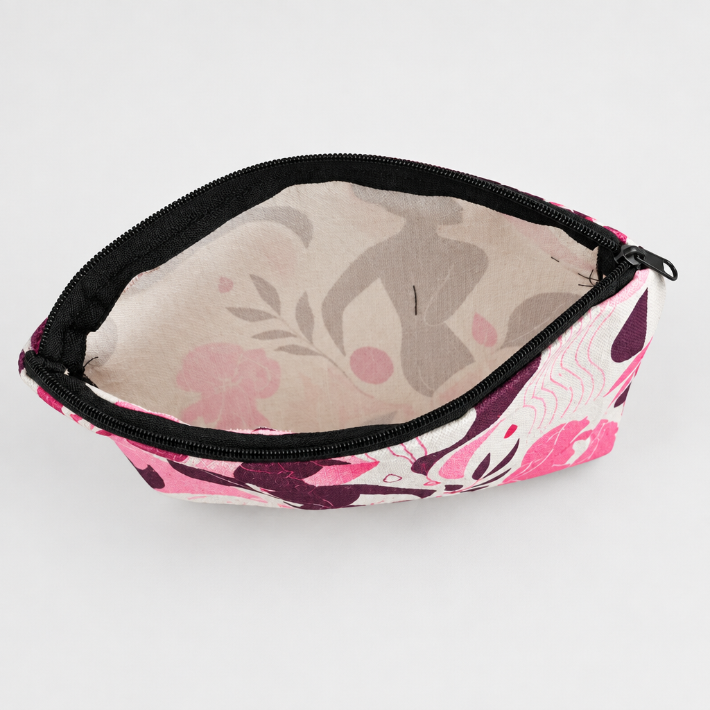 Floral zip pouch open interior enhanced