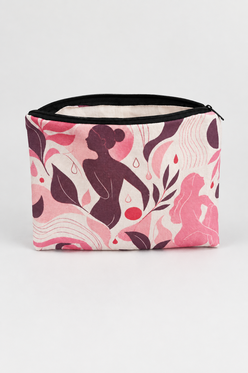 Floral zip pouch standing upright enhanced