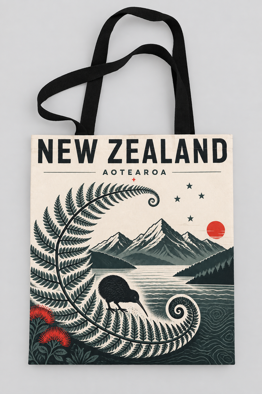 NZ Fern & Kiwi Tote Bag — front