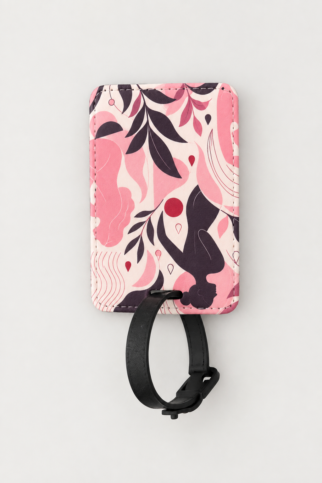 Pink floral luggage tag back enhanced